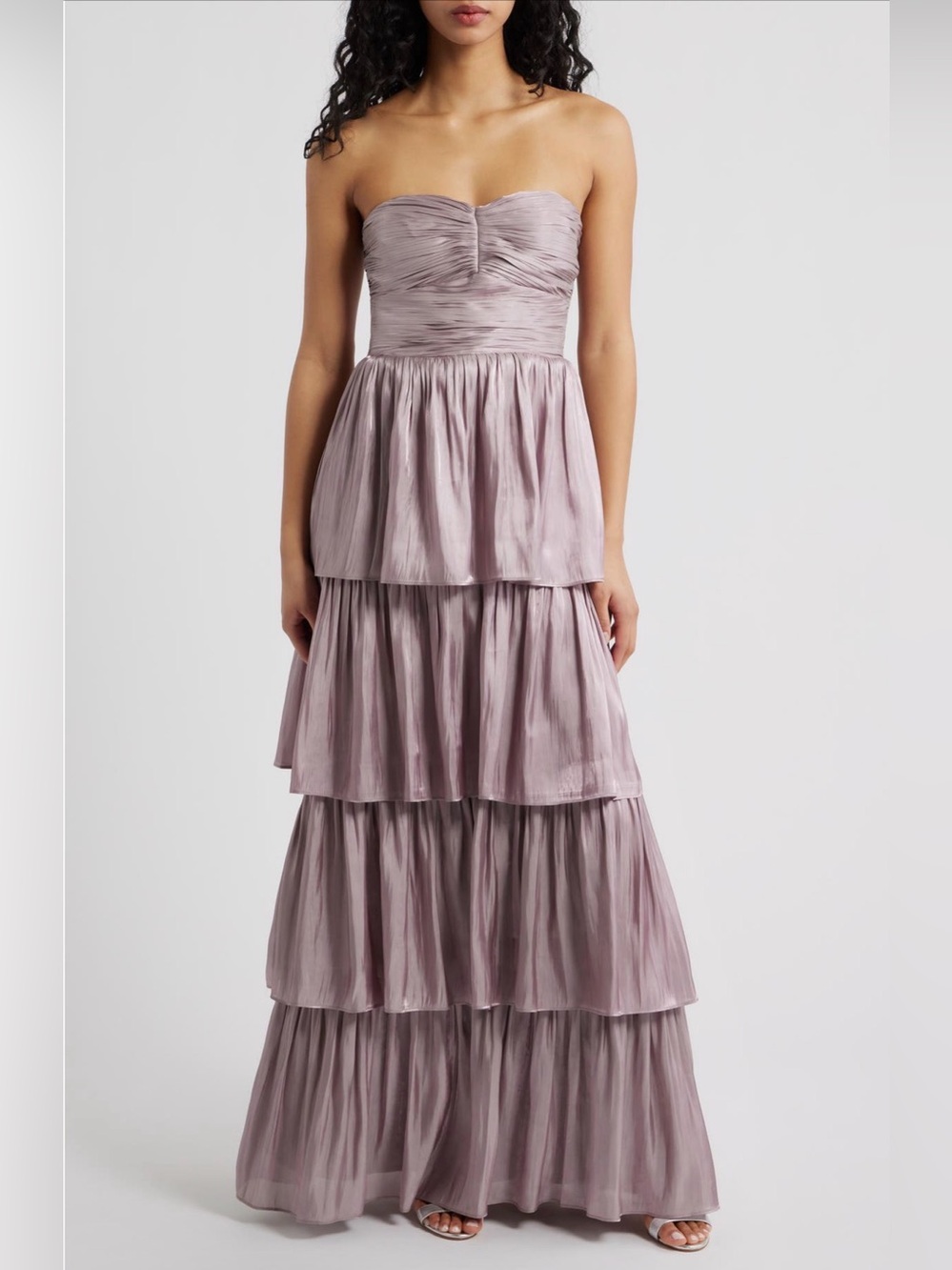 Lulu's Lavender Strapless Tiered Maxi Dress